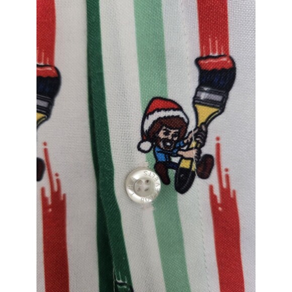 RSVLTS x Bob Ross Happy Holiday Stripes Button Down Oxford Shirt Men's XL - Picture 5 of 8
